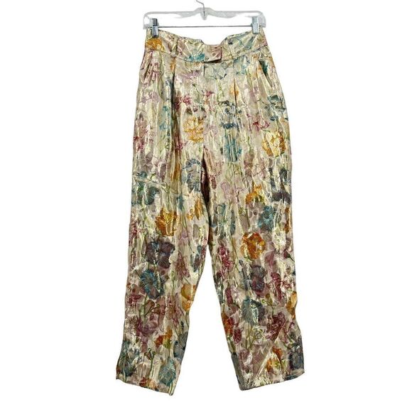 Hayley Menzies Shimmering Bonita Silk Jacquard Tailored Trousers Size Small - Picture 6 of 15